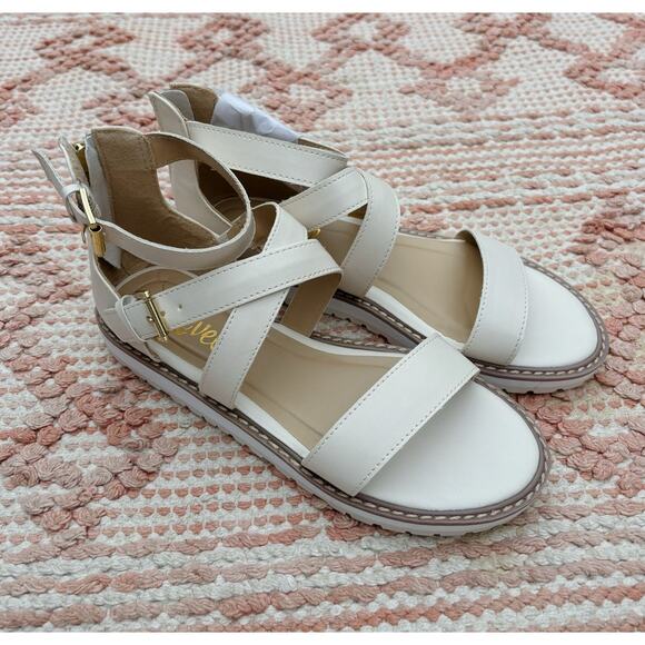 White and Cream Revel Strappy Sandals 6.5 - Picture 2 of 7